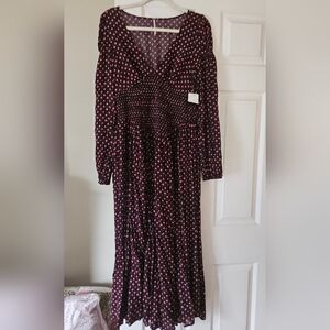 Free People Indigo Child Maxi Dress NWT (Black/Burgundy, Small)